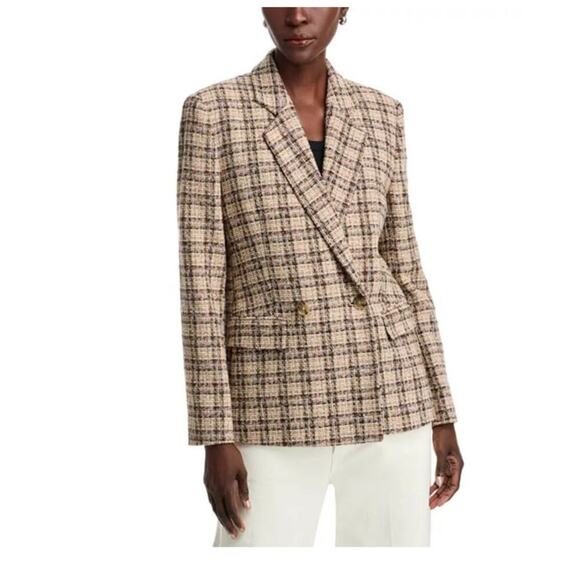 NWT Boss Janka Double Breasted Blazer tweed marshland Green Tartan size 2 - Picture 4 of 15